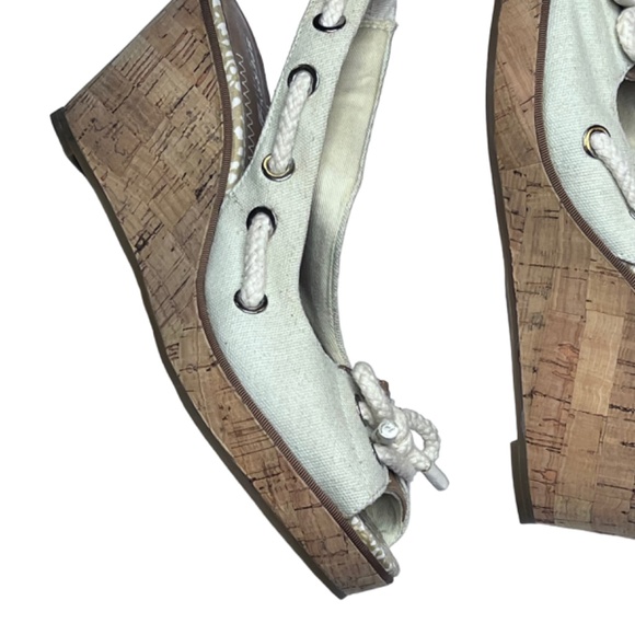 Sperry Top Slider Cork Wedged Slingback Shoes Sandals NWOT - Picture 3 of 15